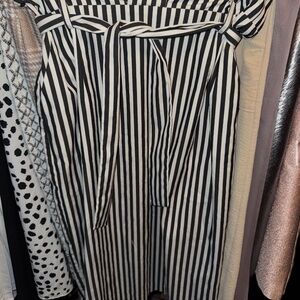 Striped Black and White Midi Skirt